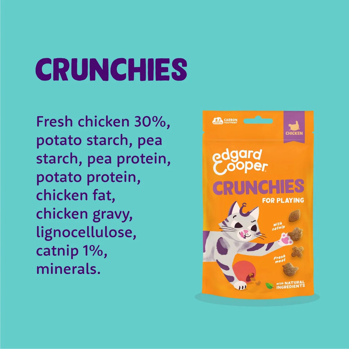 Edgard & Cooper Natural Cat Treat Crunchies with Chicken 50g