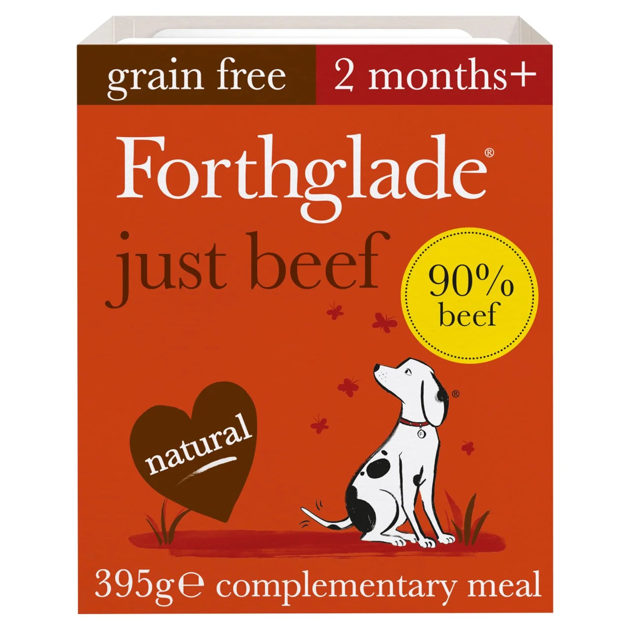 Forthglade Complementary Grain Free Wet Dog Food Just 90% Beef 395g