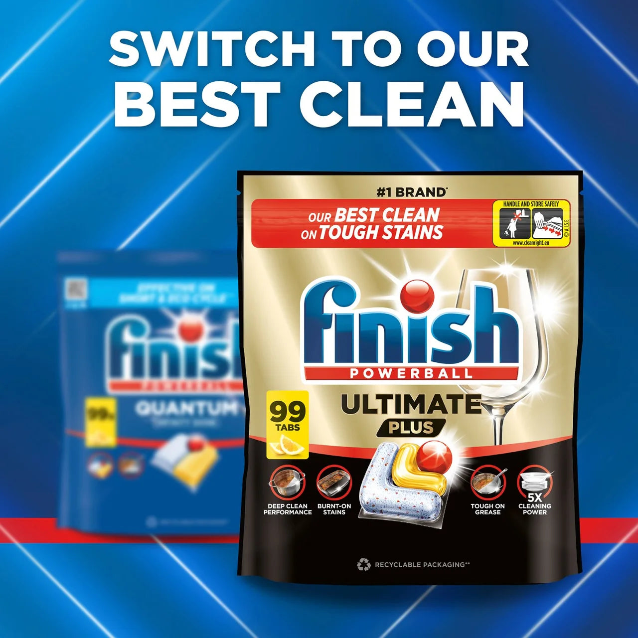 Finish Quantum All in One Dishwasher tablets Lemon 64 per pack