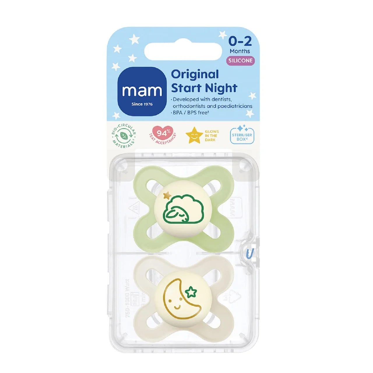 MAM Start 0-2m Night Soother 2 per pack