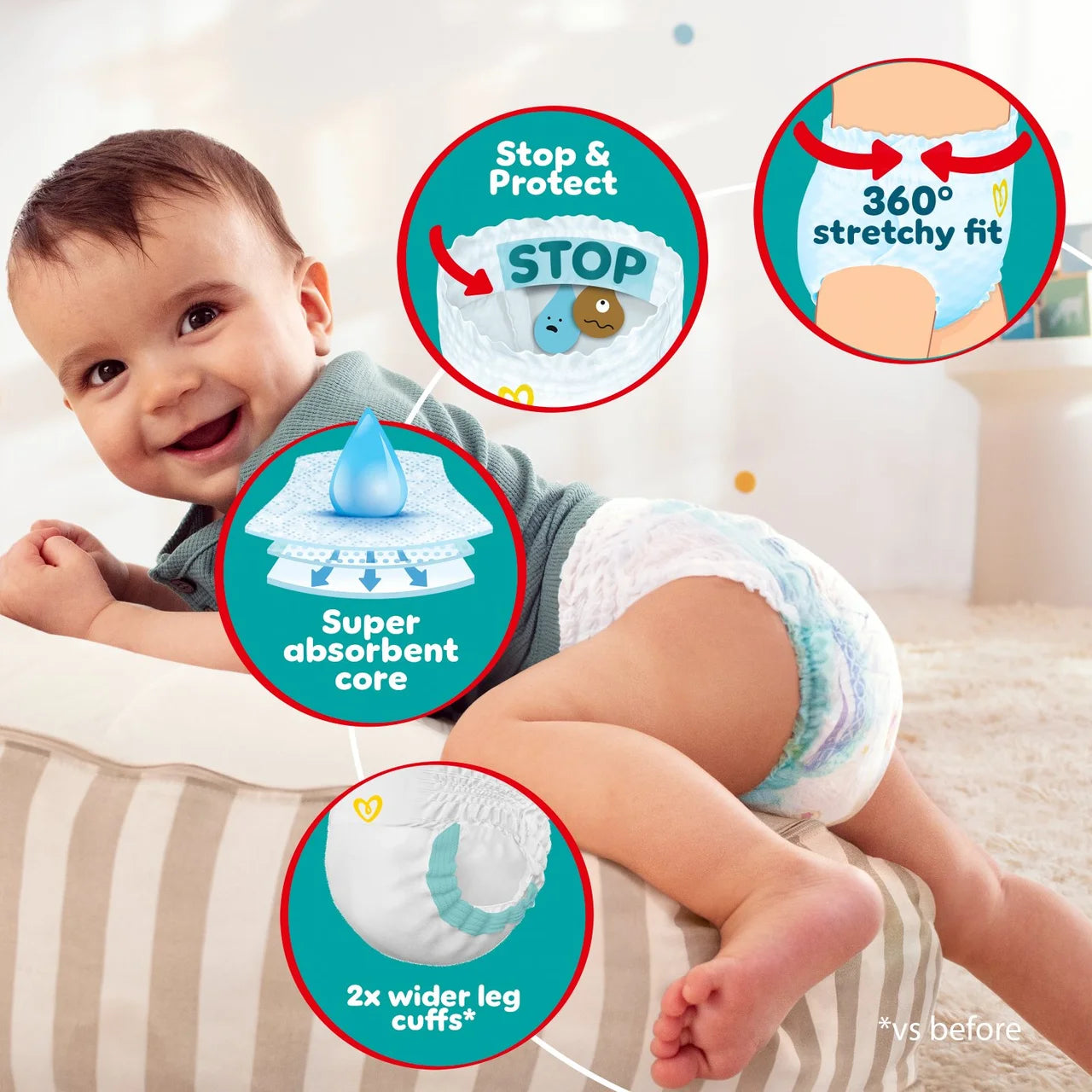 Pampers Baby-Dry Nappy Pants, Size 7 (15kg+) Essential 25 per Pack