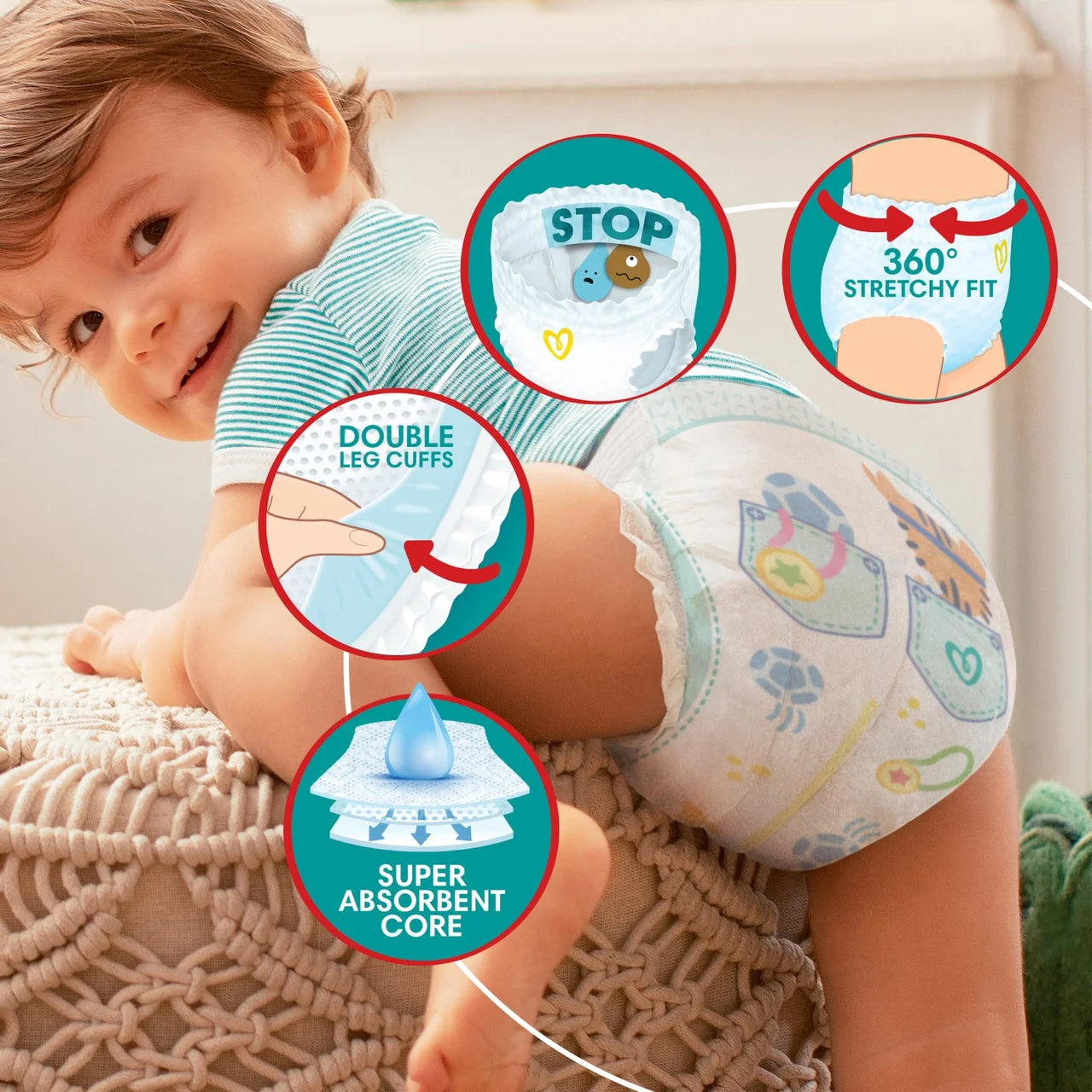 Pampers Baby-Dry Nappy Pants, Size 5 (12-17kg) Essential 33 per pack