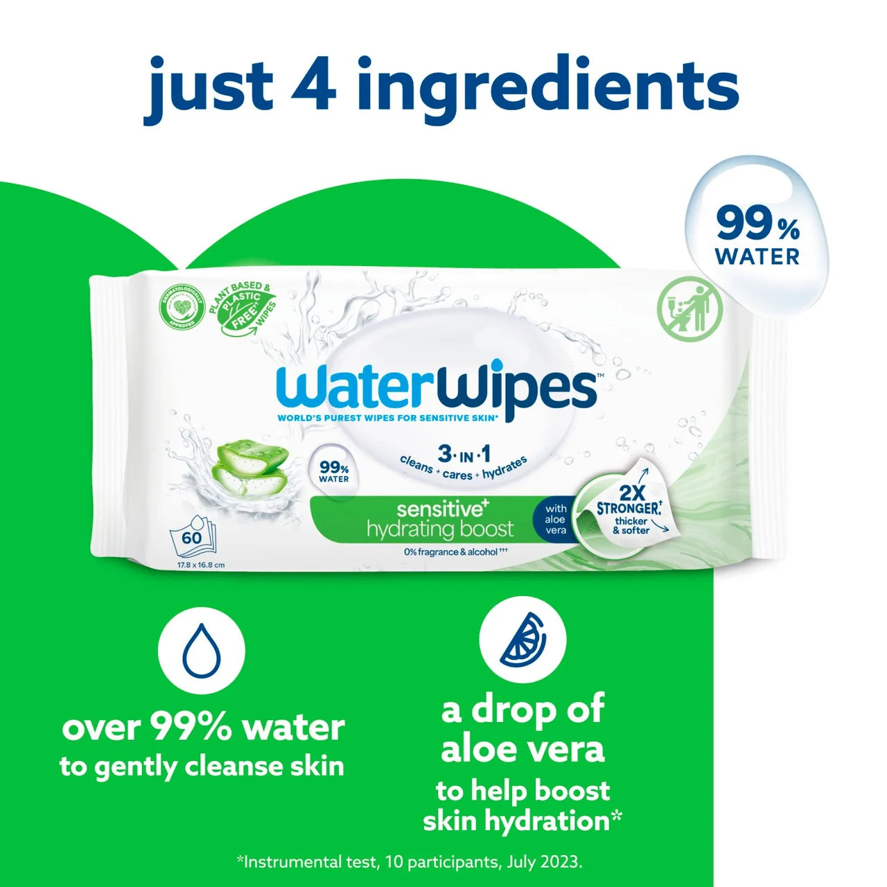 WaterWipes Hydrating Clean Baby Wipes 60 wipes