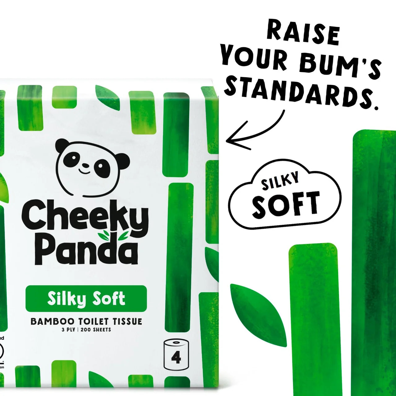Cheeky Panda Silky Soft Bamboo Toilet Paper 4 per pack