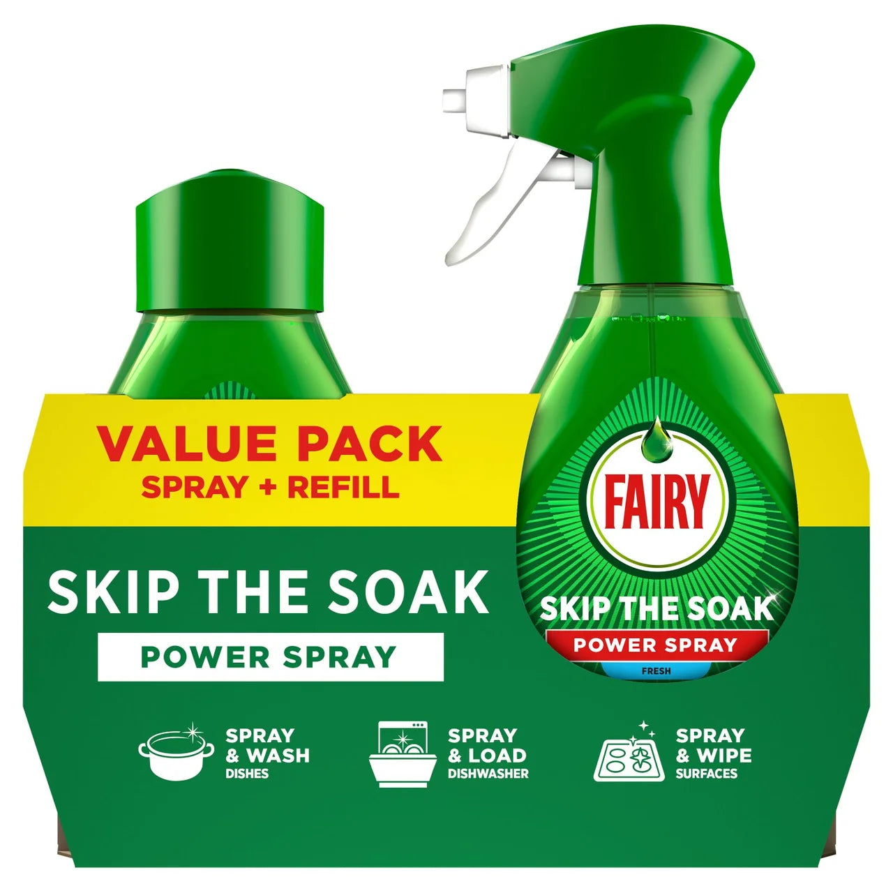 Fairy Skip the Soak Dish Power Spray + Refill Fresh 1L