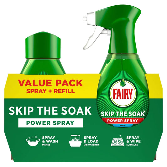 Fairy Skip the Soak Dish Power Spray + Refill Fresh 1L