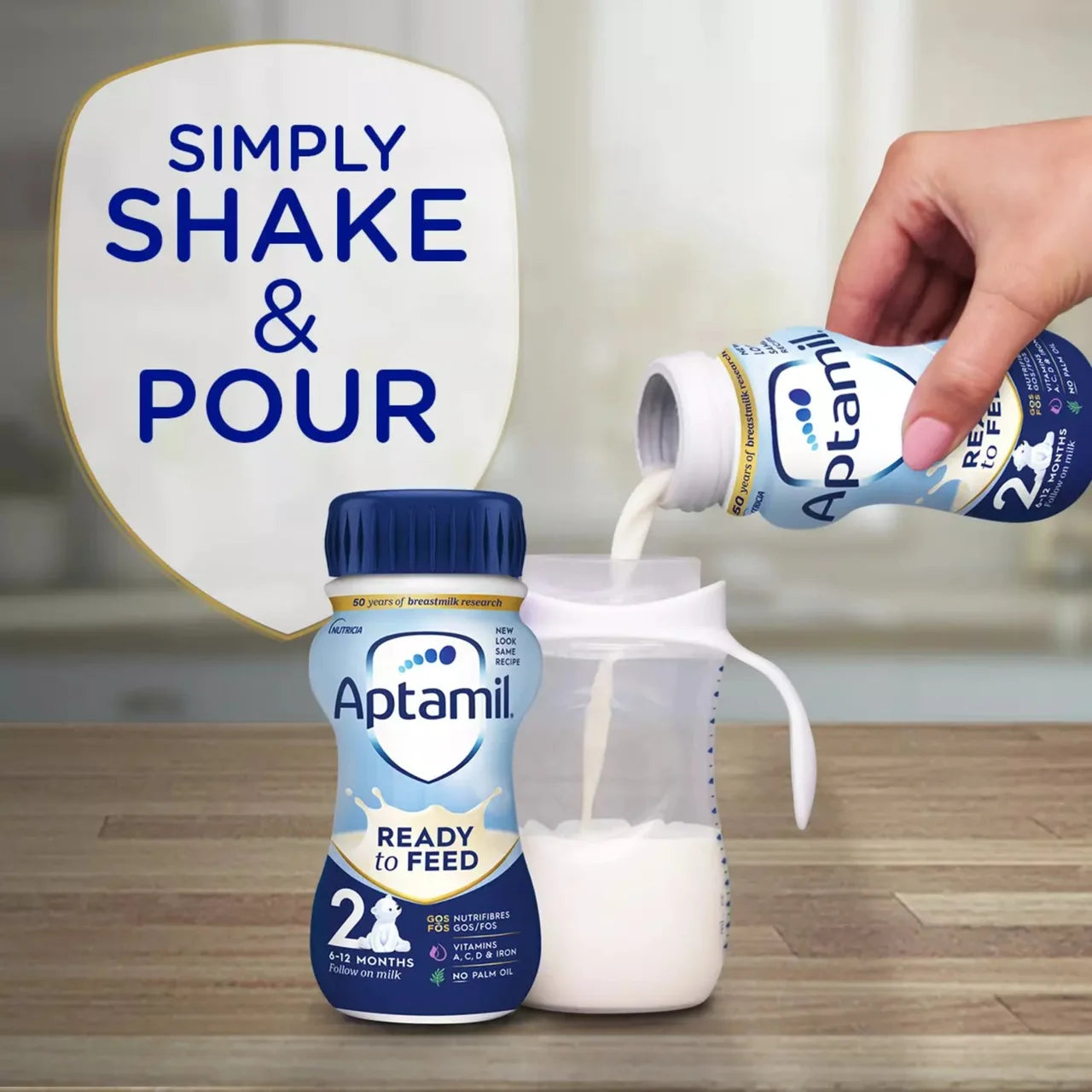Aptamil 2 Follow On Baby Milk Formula Liquid Ready to Feed 6-12 Months , 6 x 200ml
