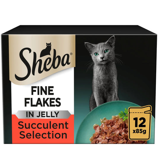Sheba Fine Flakes Cat Food Pouches Succulent Selection in Jelly 12 x 85g