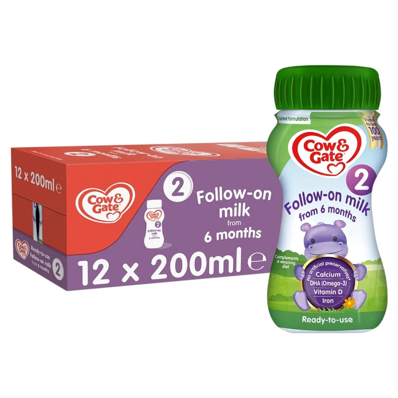 Cow & Gate 2 Follow On Baby Milk Formula Liquid Ready to Feed 6-12 Months , 12 x 200ml
