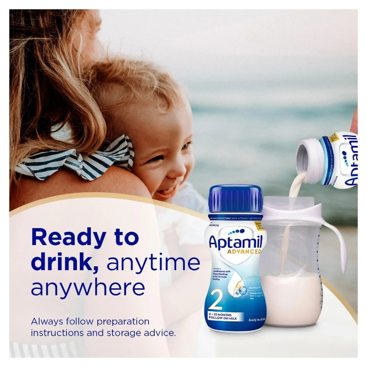 Aptamil Advanced 2 Follow On Formula Baby Milk Liquid 6-12 Months , 12 x 200ml