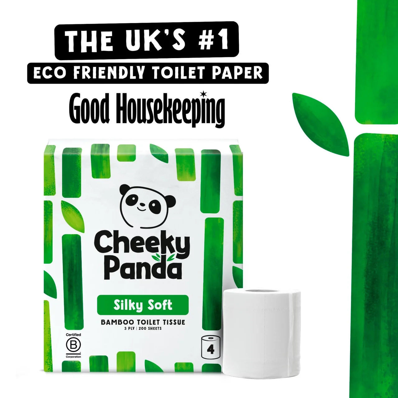 Cheeky Panda Silky Soft Bamboo Toilet Paper 4 per pack
