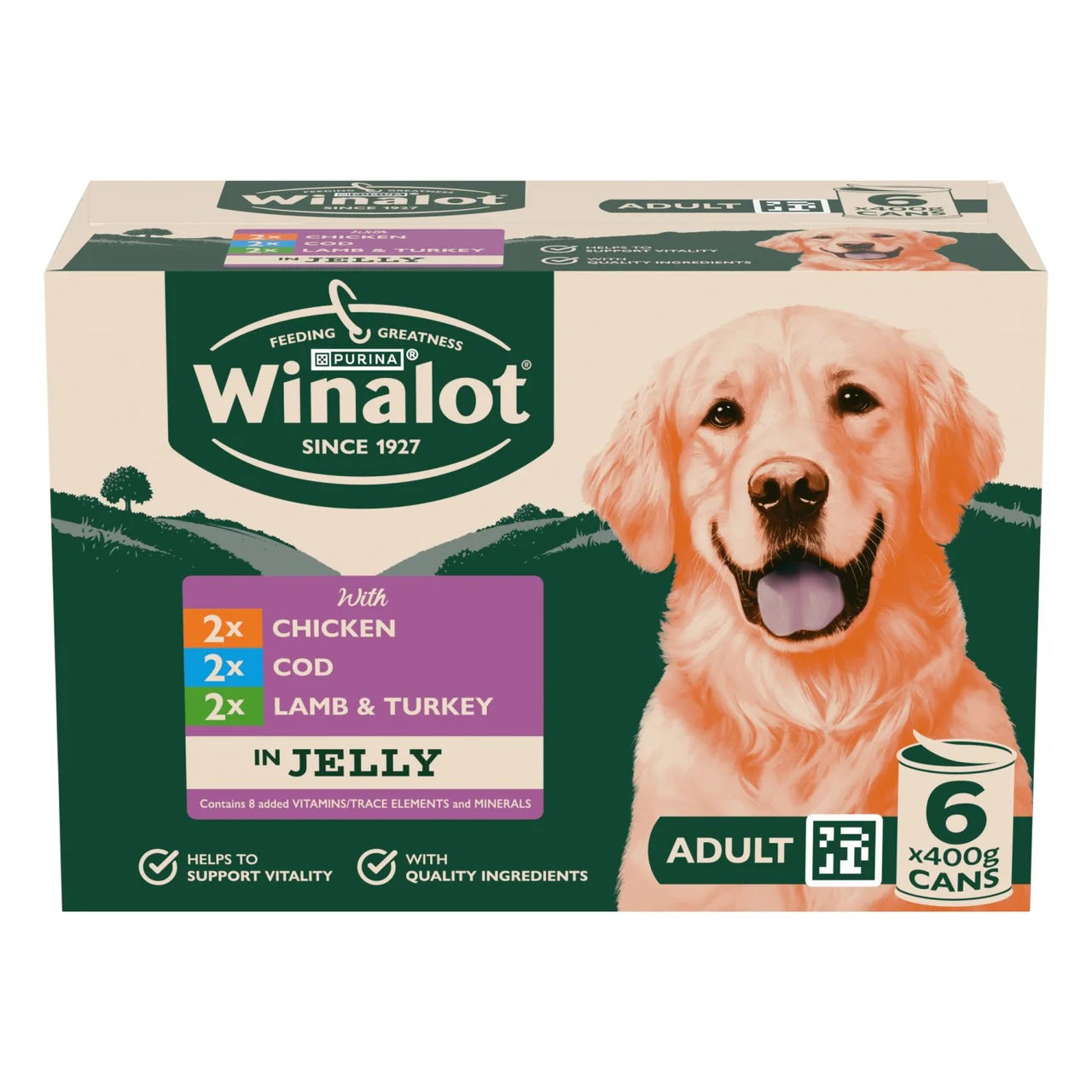 Winalot Classics Mixed in Jelly Wet Dog Food Can 6x400g