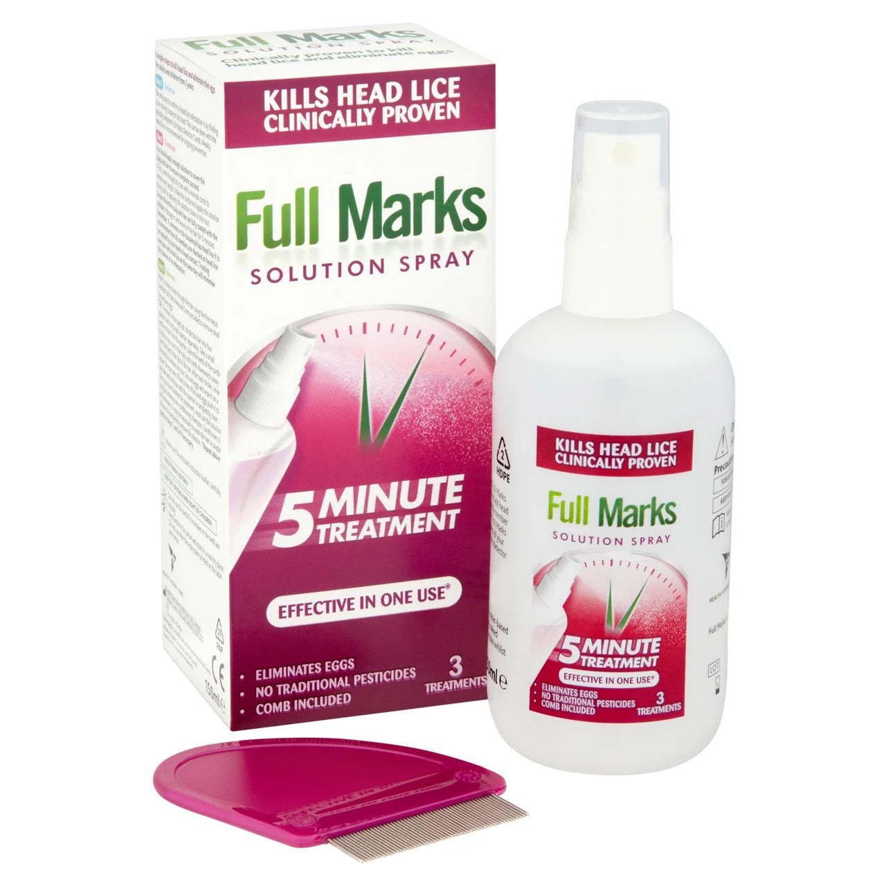 Full Marks Head Lice Removal Treatment with Nit Comb 150ml