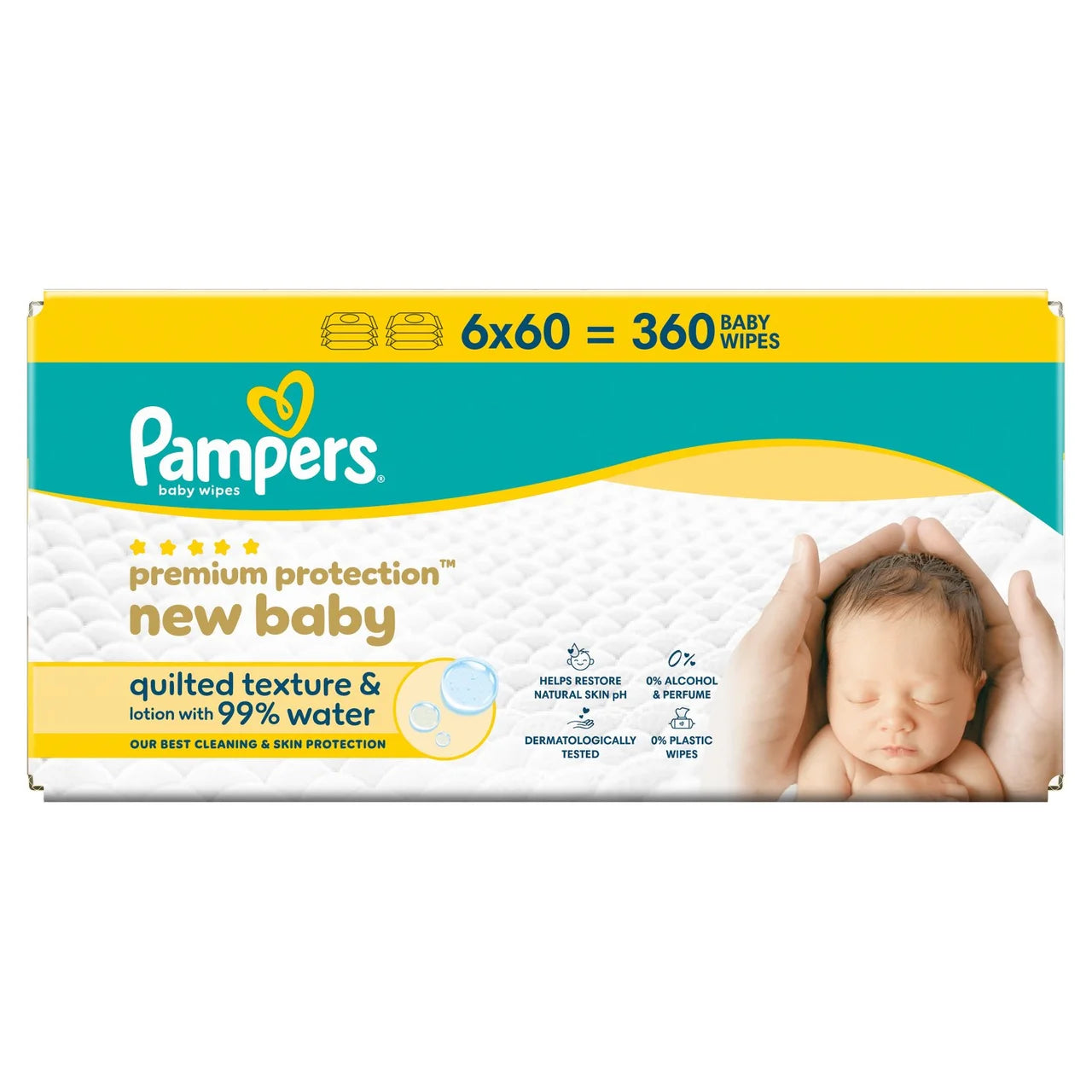 Pampers New Baby Wipes 6x60 , 360 per pack