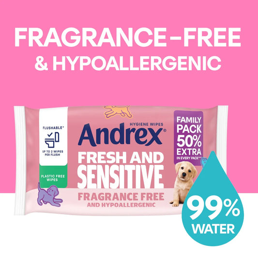 Andrex Fresh and Sensitive Flushable Hygiene Wipes Mega Pack 45 per pack