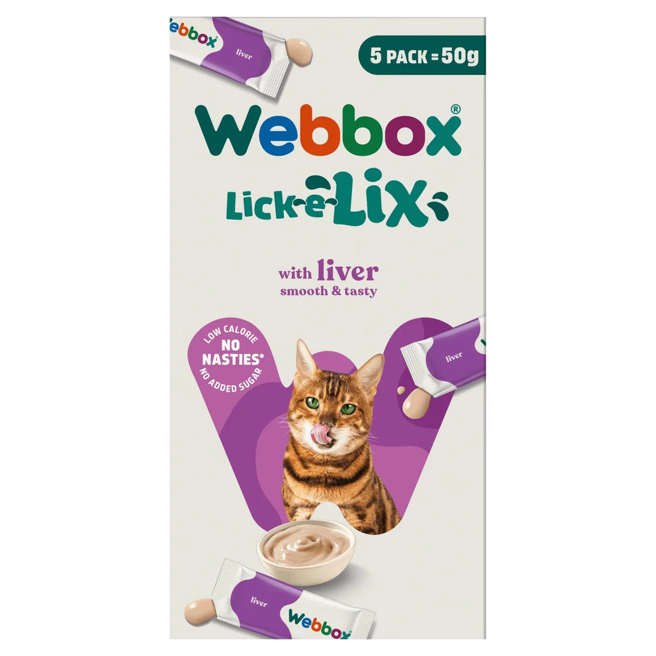 Webbox Lick-e-Lix with Liver, Yoghurty Cat Treats 5 x 10g