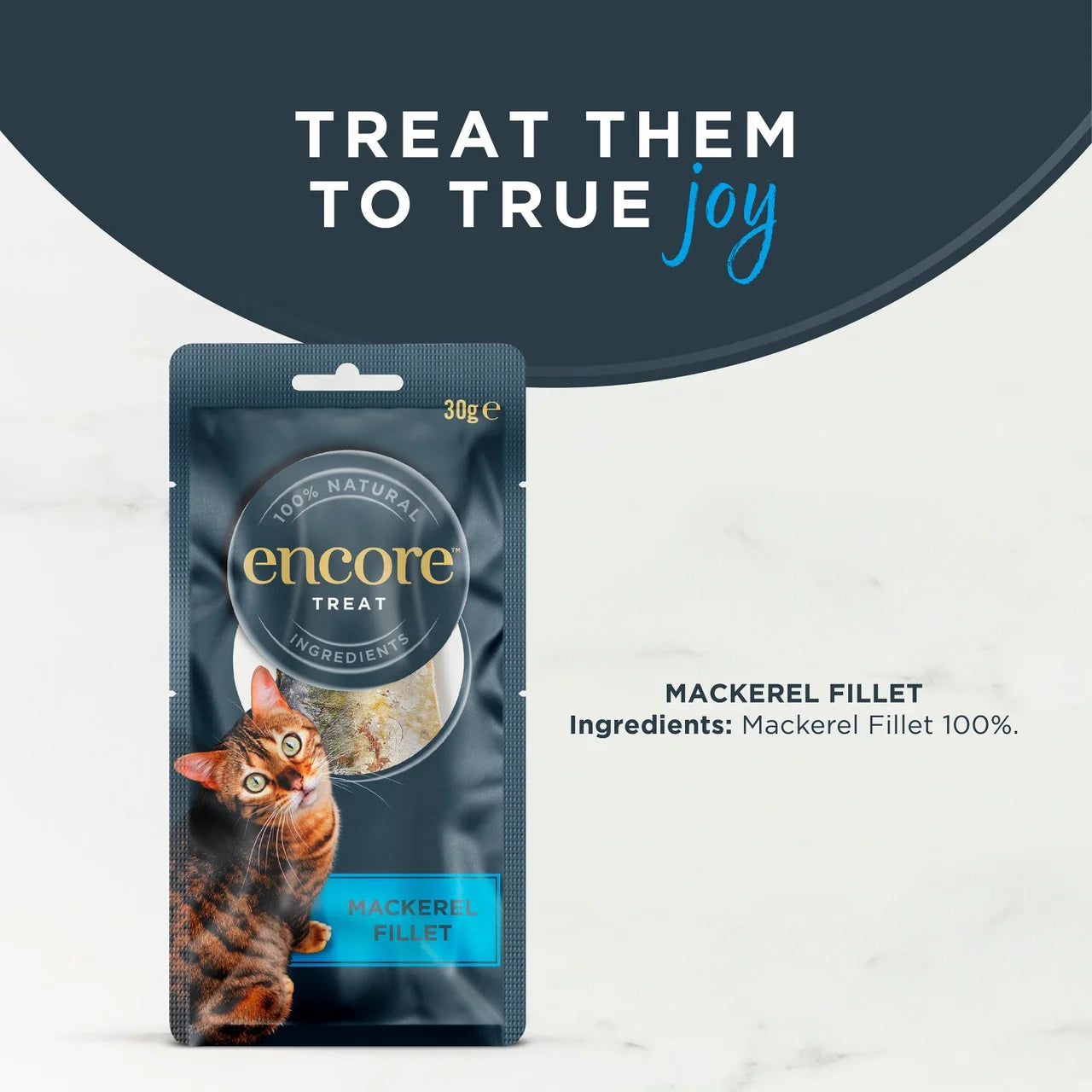 Encore Natural Cat Treat Mackerel Fillet Loin Grain Free 30g