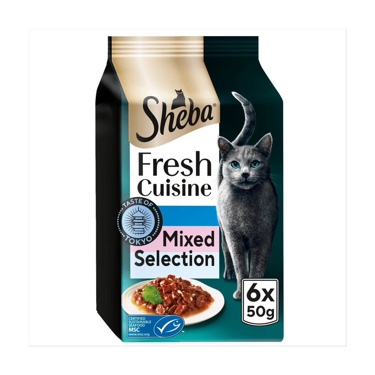 Sheba Fresh Cuisine Cat Pouches Taste of Tokyo MSC Fish Collection in Gravy 6 x 50g