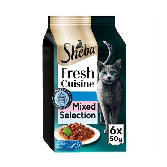 Sheba Fresh Cuisine Cat Pouches Taste of Tokyo MSC Fish Collection in Gravy 6 x 50g
