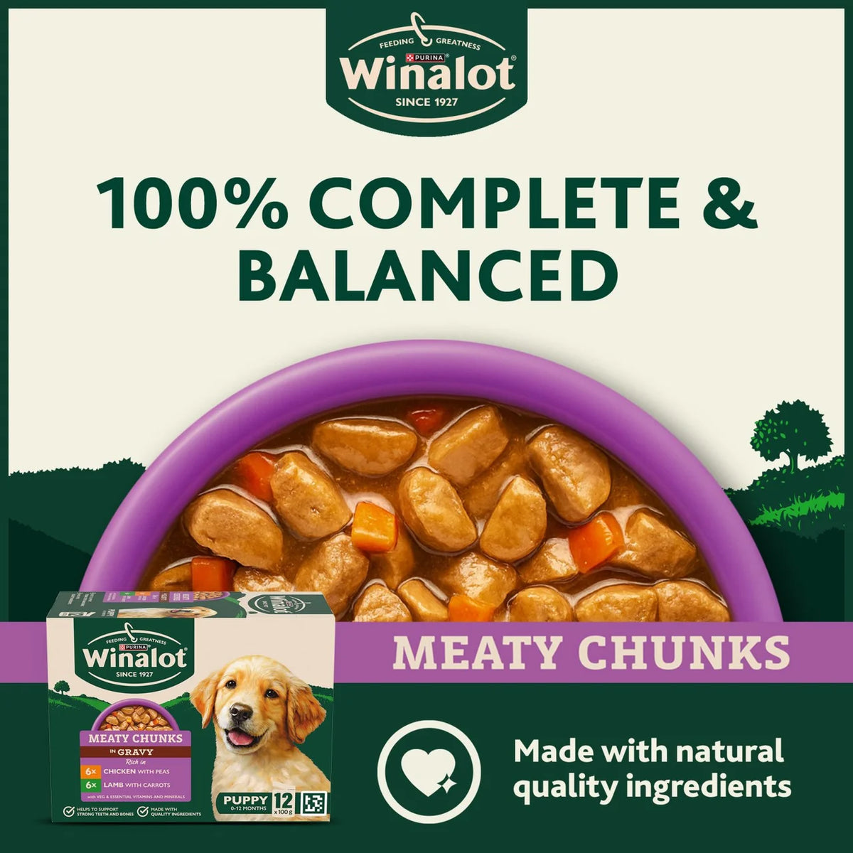 Winalot Meaty Chunks Puppy Mixed in Gravy Wet Dog Food 12 x 100g