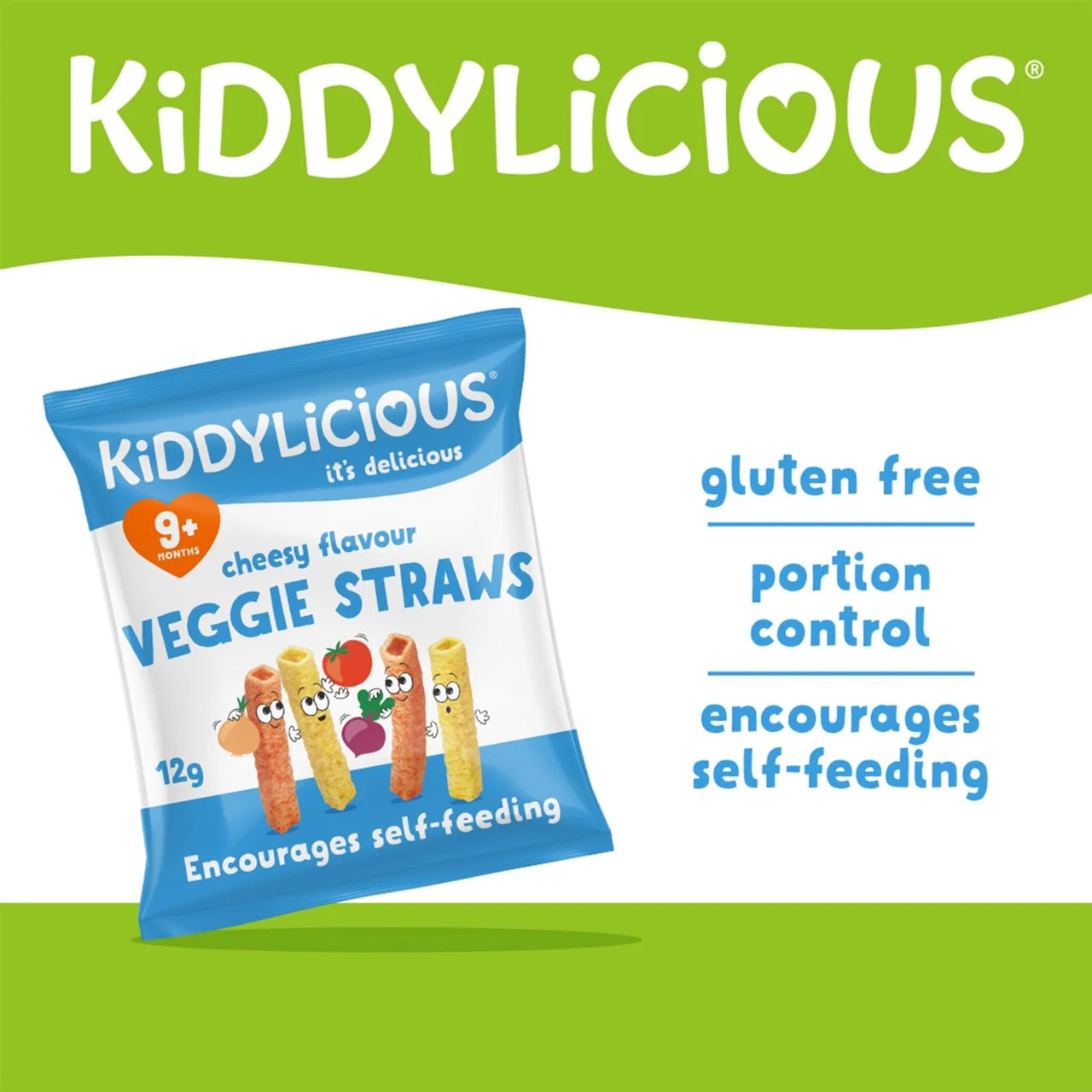 Kiddylicious Cheesy Flavoured Veggie Straws Baby Snacks Big Pack 10 x 12g