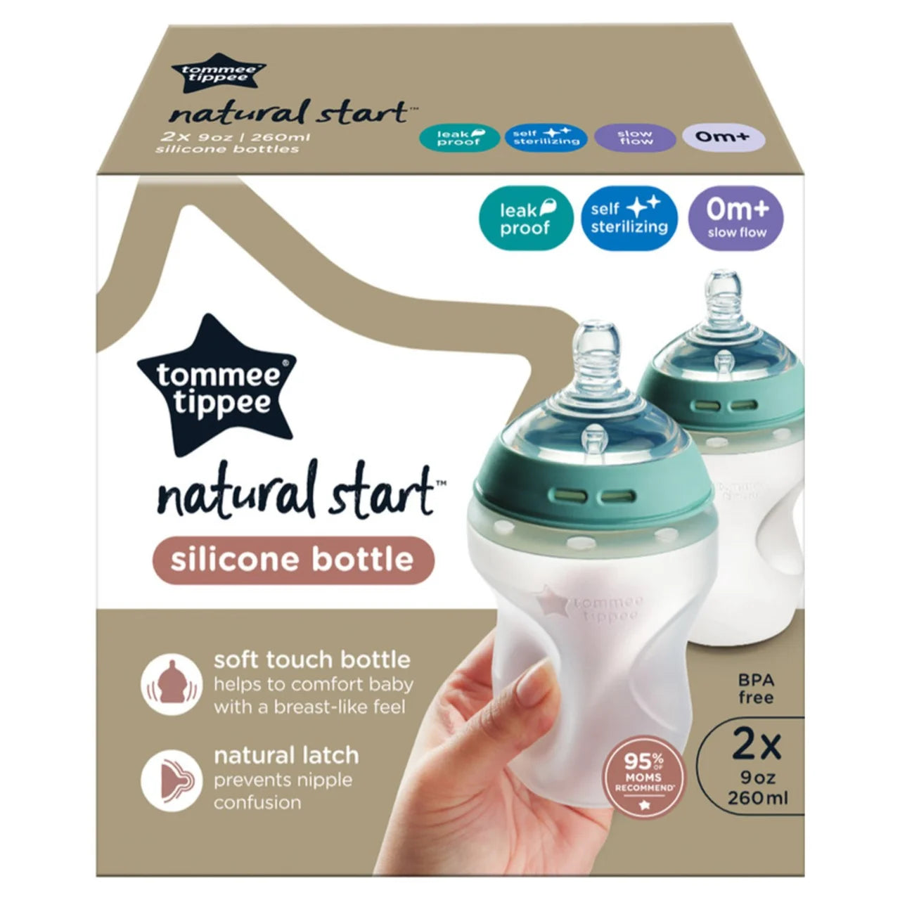 Tommee Tippee Natural Start Silicone Bottle 2 x 260ml pack