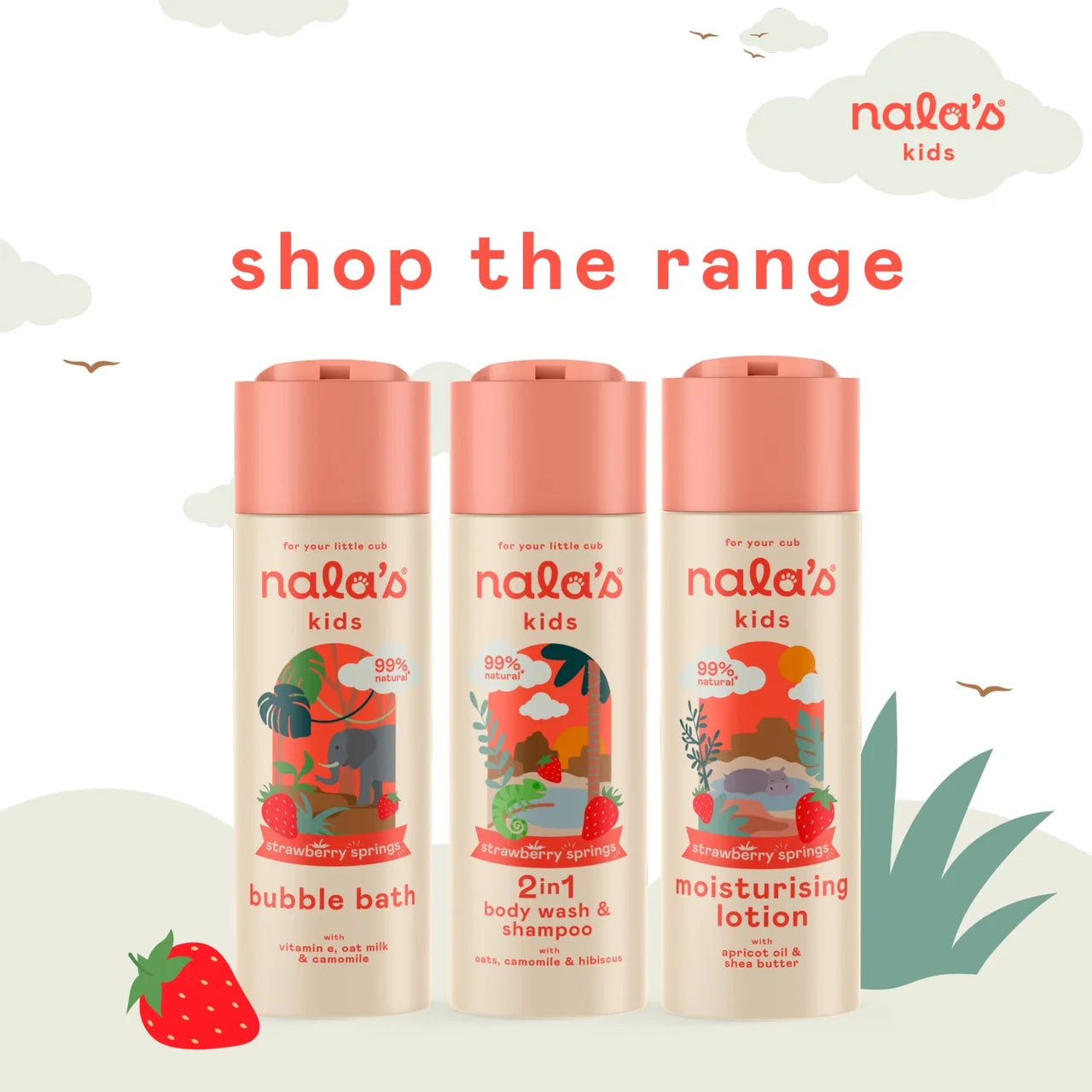 Nala's Kids 2in1 Wash & Shampoo Strawberry Springs 200ml