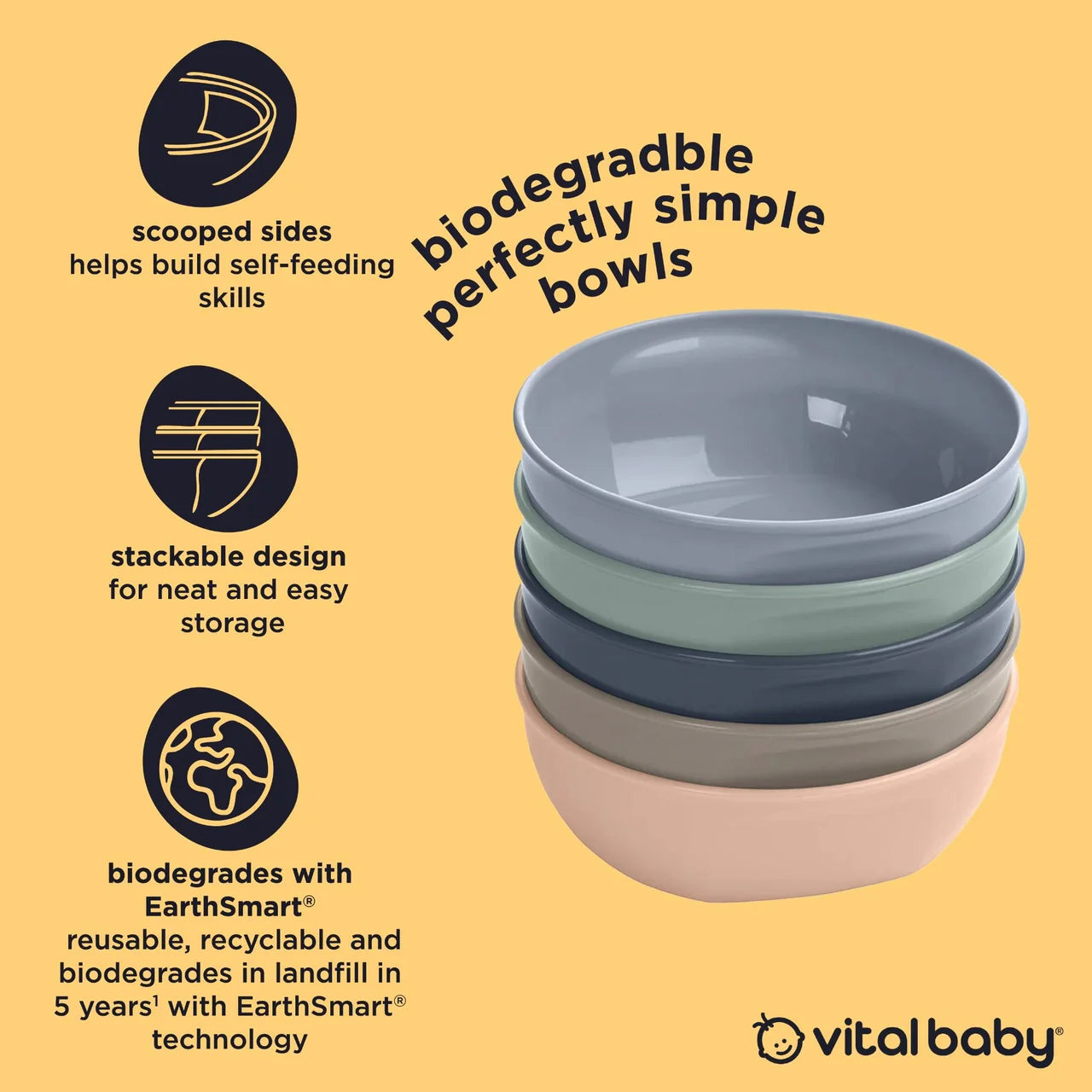 Vital Baby Nourish Perfectly Simple Bowls 5pk - natural 5 per pack