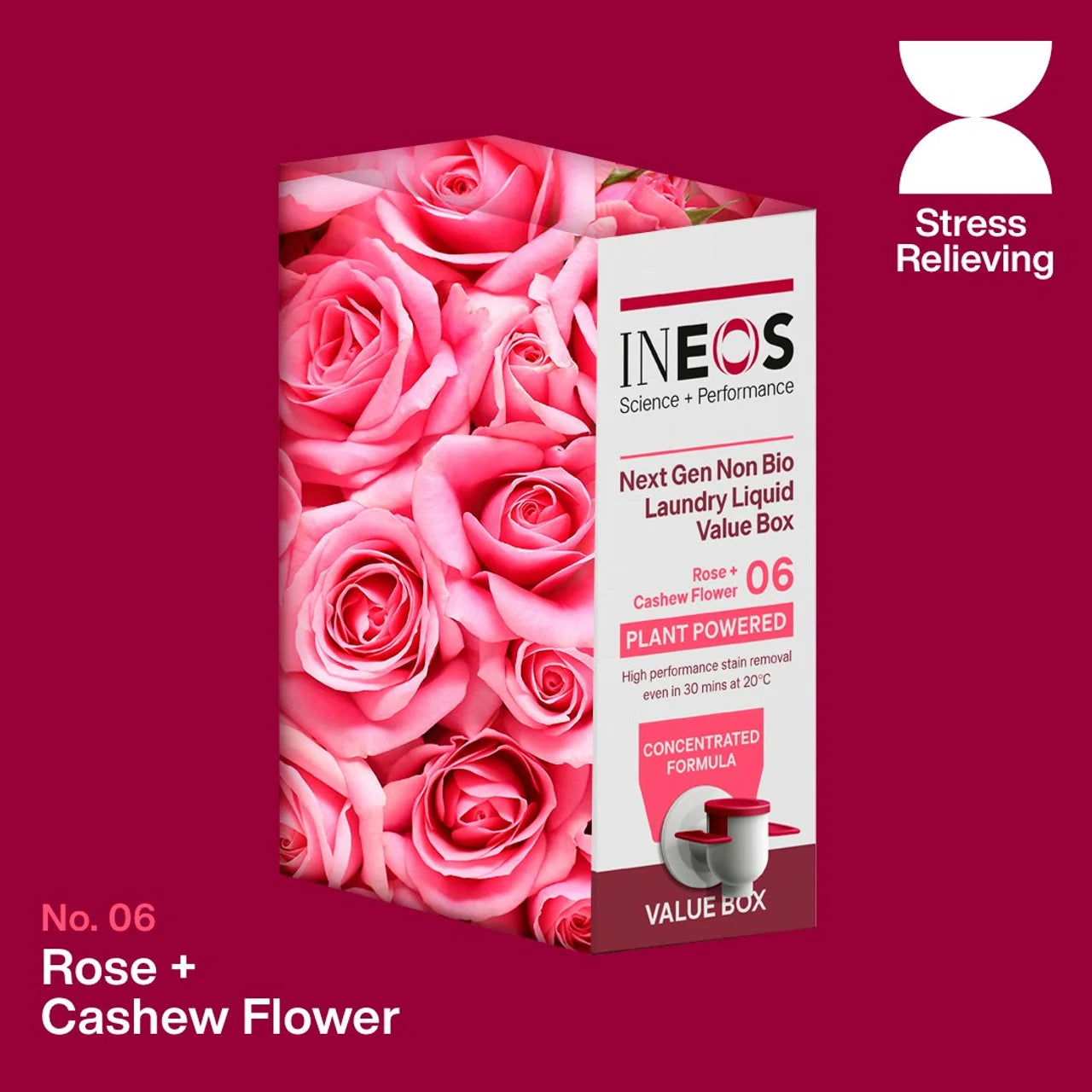 INEOS Non Bio Laundry Liquid XXL Value Box Rose + Cashew Flower 100 Washes 3L