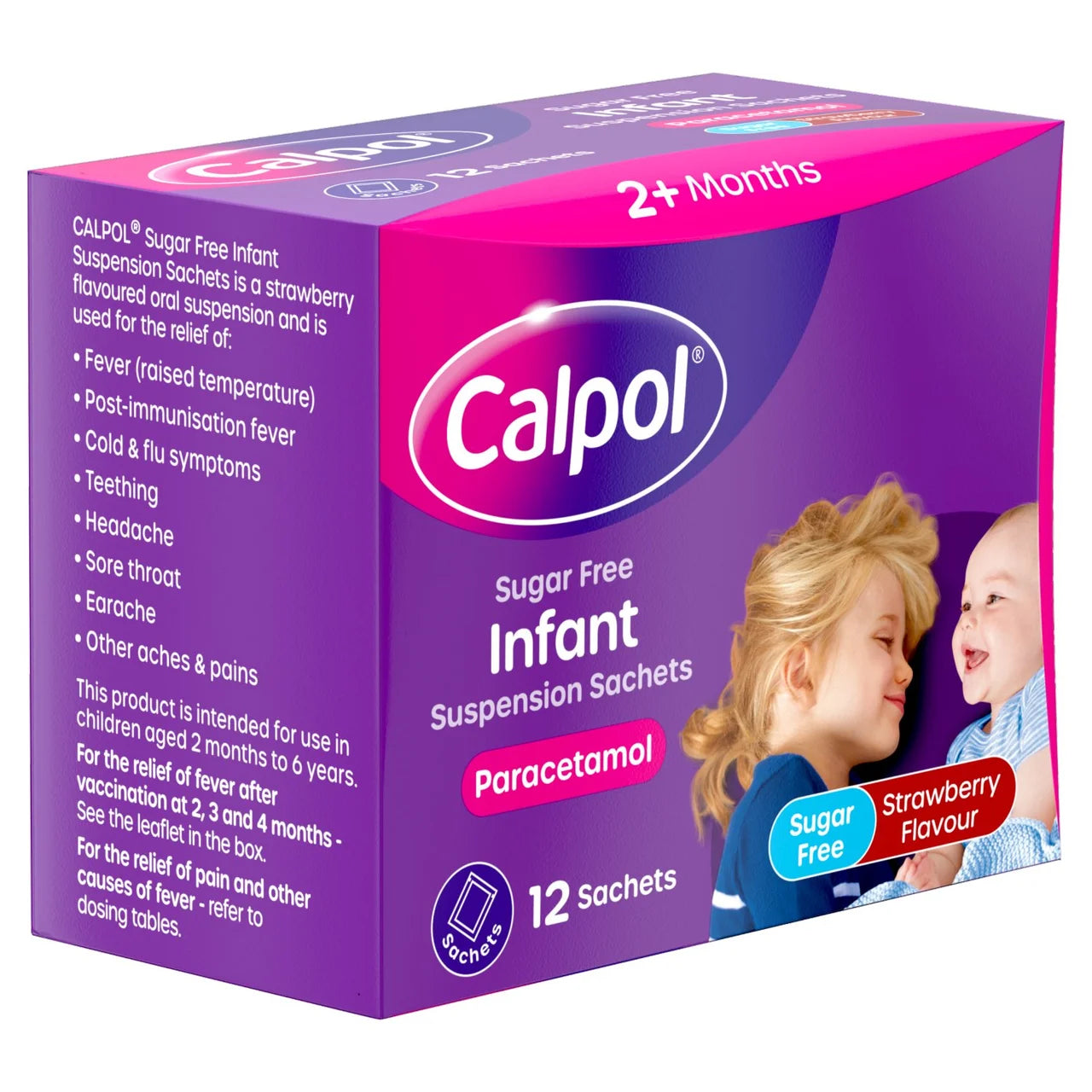 Calpol Infant Sugar Free Suspension Sachets Strawberry 2+ Months 12 per pack