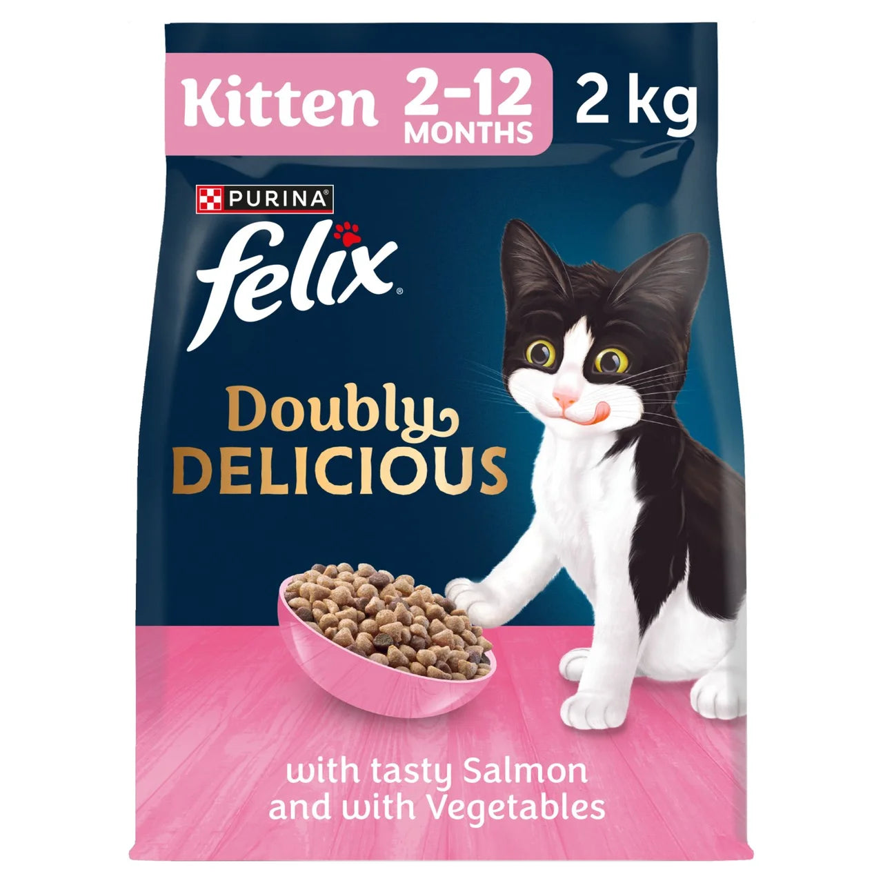 Felix Doubly Delicious Kitten Salmon & Vegetables Dry Cat Food 2kg