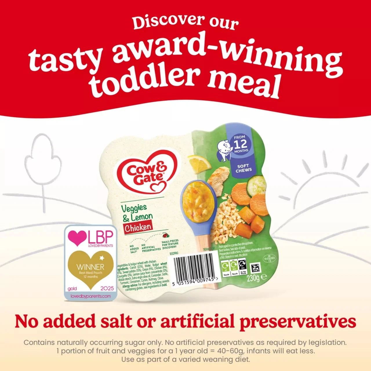 Cow & Gate Ratatouille, Bulgur Wheat & Chicken Baby Food Meal 12+ Months 230g