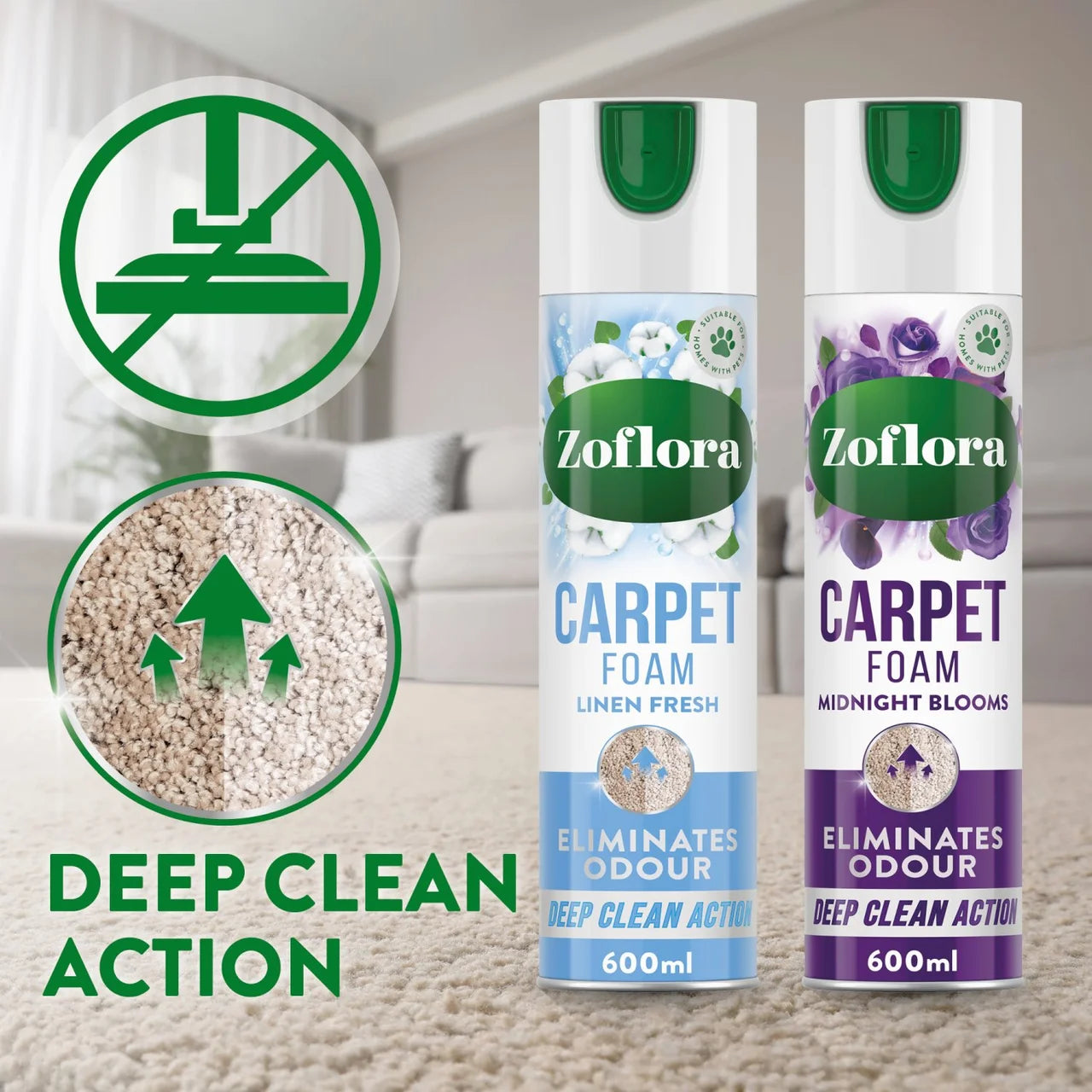 Zoflora Midnight Blooms Carpet Fresh & Care Foam 600ml
