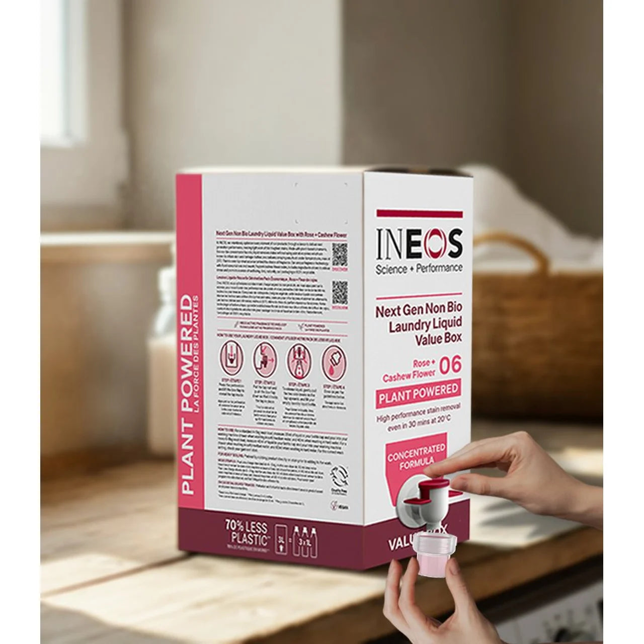 INEOS Non Bio Laundry Liquid XXL Value Box Rose + Cashew Flower 100 Washes 3L