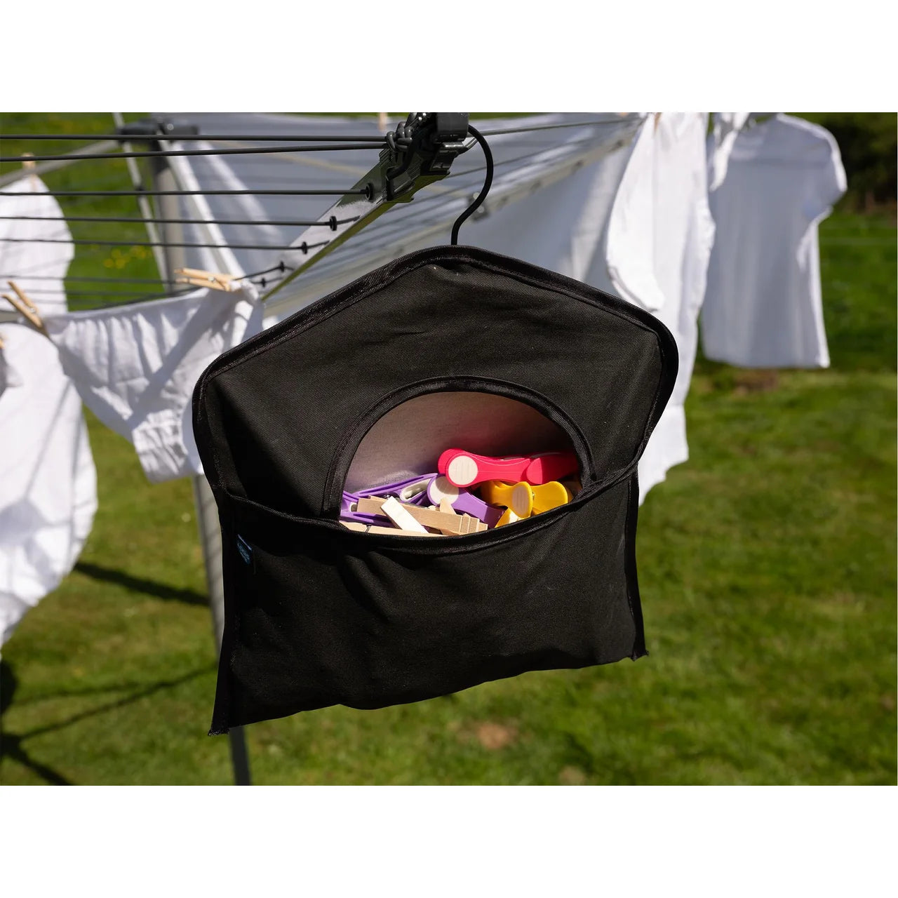 Addis Clothes Peg Storage Bag with hanging hook, Black