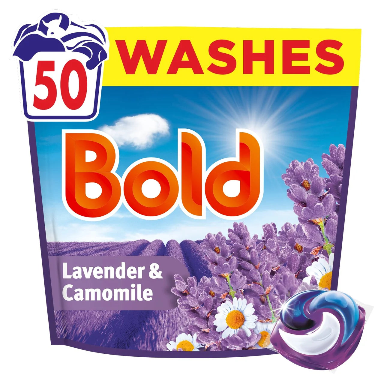 Bold All-in-1 Pods Washing Liquid Capsules Lavender & Camomile 50 Washes