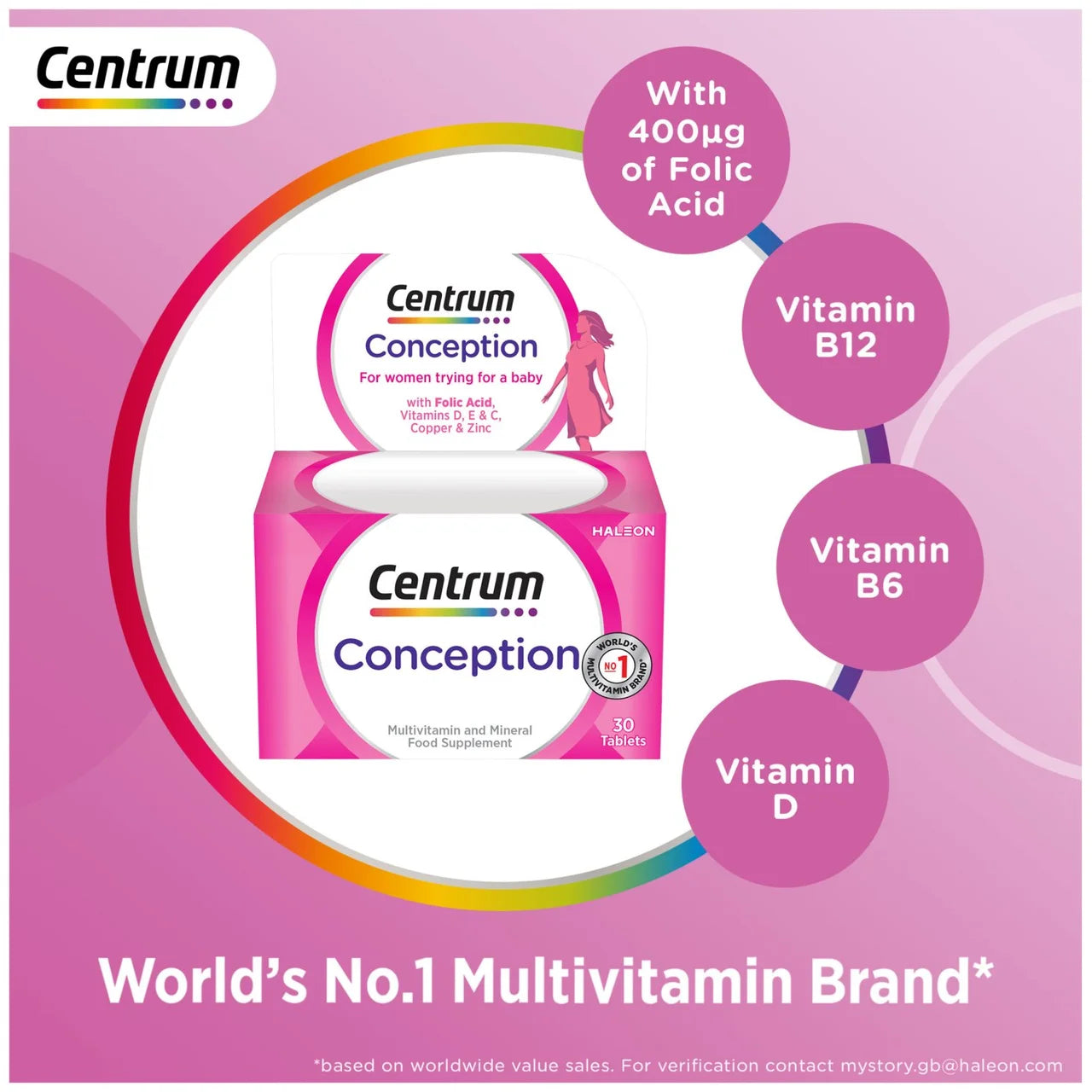Centrum Conception Vitamins with Folic Acid Tablets 30 per pack