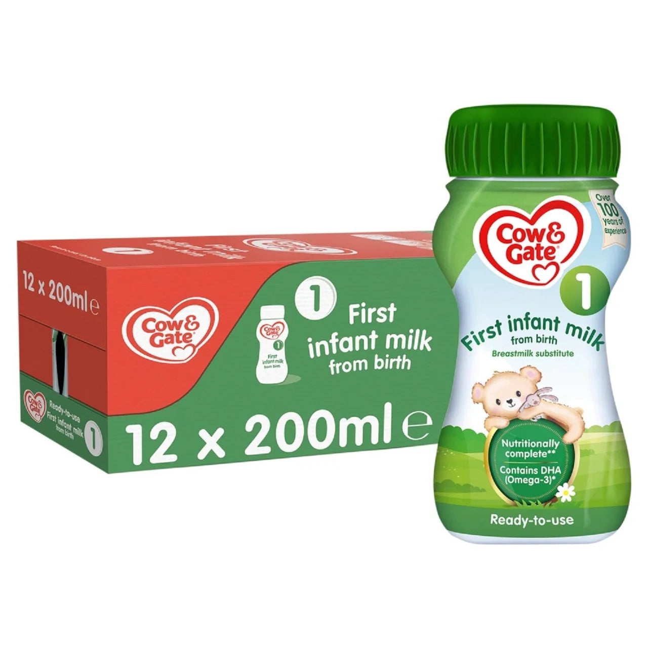 Cow & Gate 1 First Infant Baby Milk Formula Liquid Ready to Feed from Birth 12 x 200ml