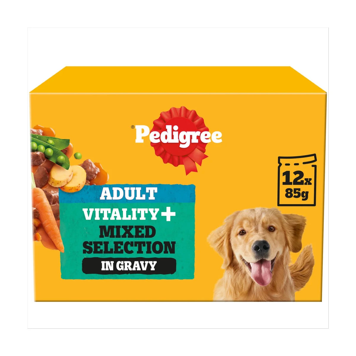 Pedigree Vitality+ Adult Wet Dog Food Selection in Gravy Pouch 12 x 85g