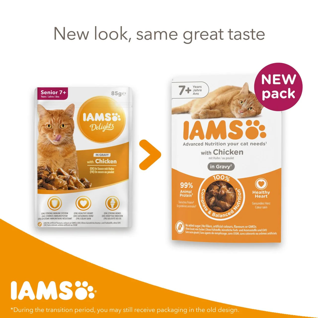 Iams Delights Senior Chicken in Gravy Pouch 85g