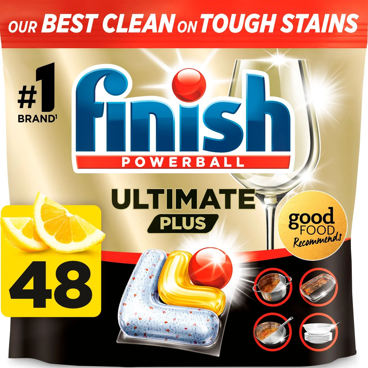 Finish Ultimate Plus All In One Lemon Dishwasher Tablets Lemon 48 per pack