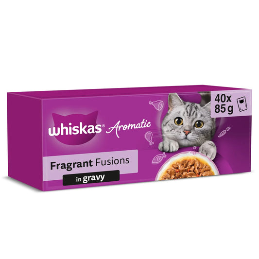 Whiskas 1+ Wet Cat Food Pouches Aromatic Fusion in Gravy 40 x 85g