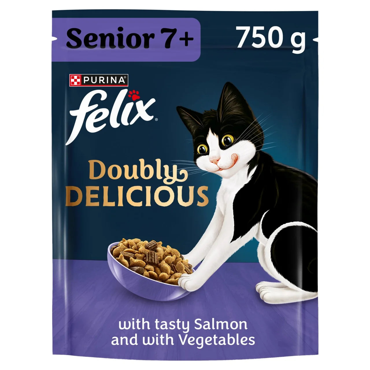 Felix Doubly Delicious Senior 7+ Salmon & Vegetables Dry Cat Food 750g