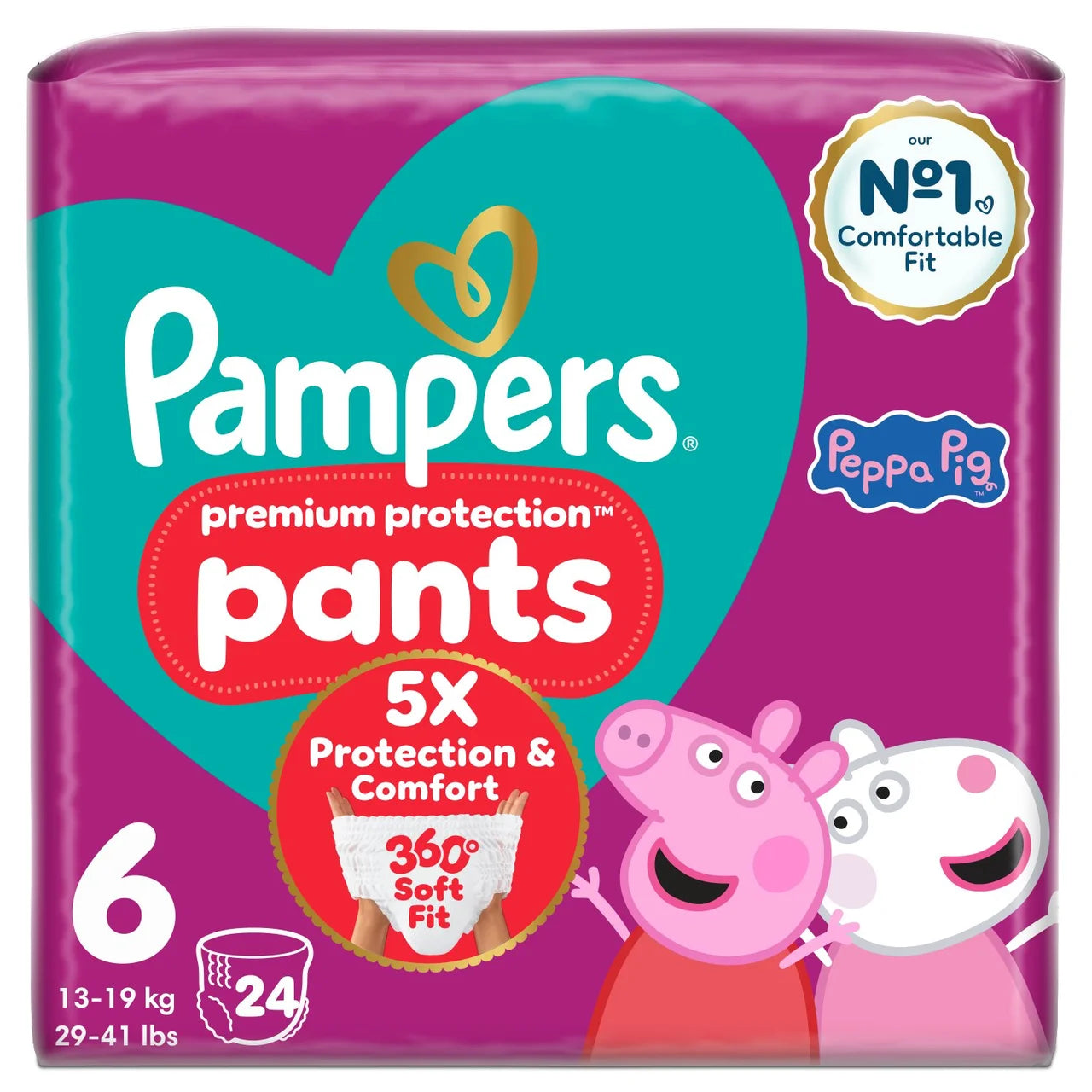 Pampers Premium Protection Nappy Pants, Size 6 (15kg+) Essential 24 Pack