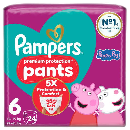 Pampers Premium Protection Nappy Pants, Size 6 (15kg+) Essential 24 Pack