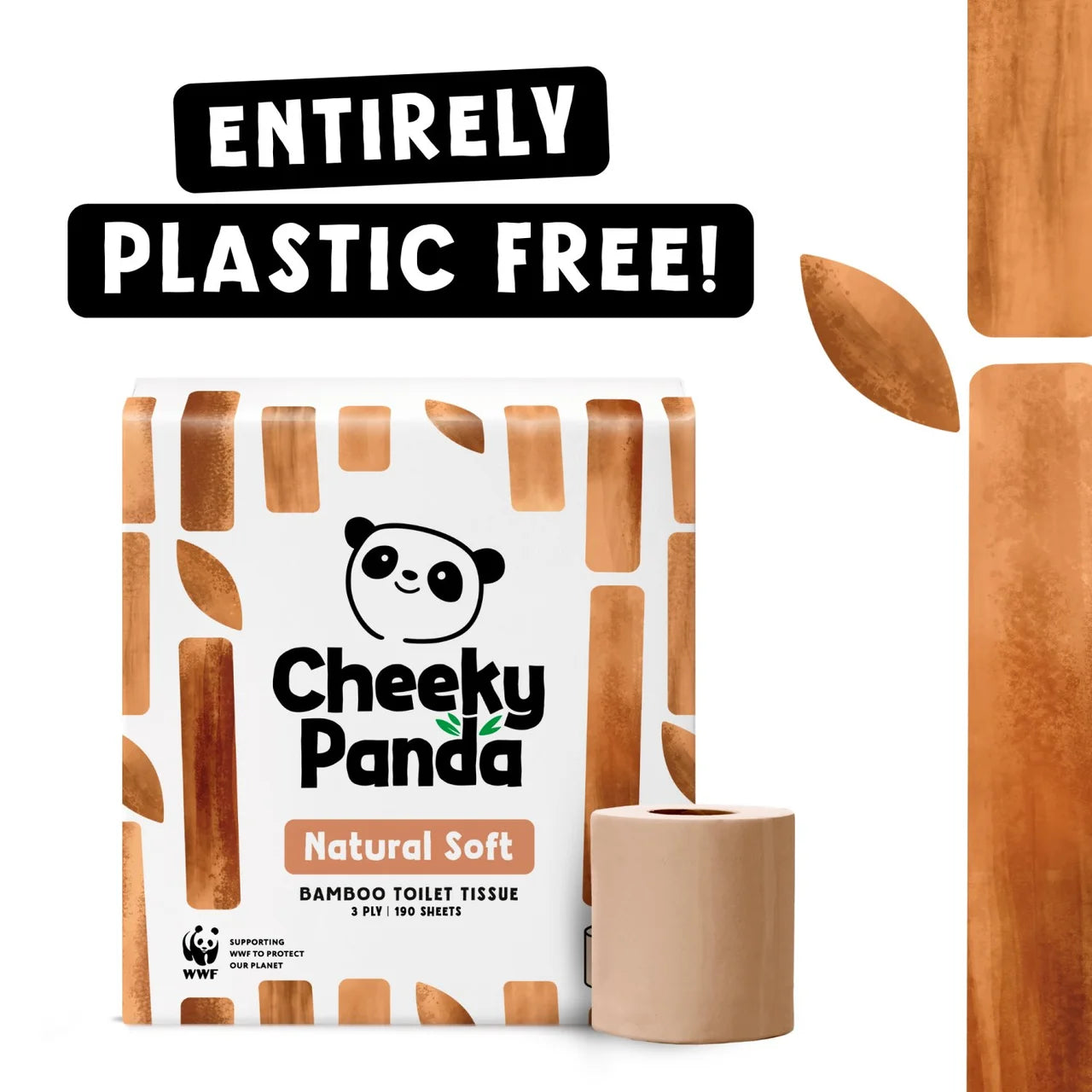 Cheeky Panda Natural Colour Bamboo Toilet Paper 9 per pack