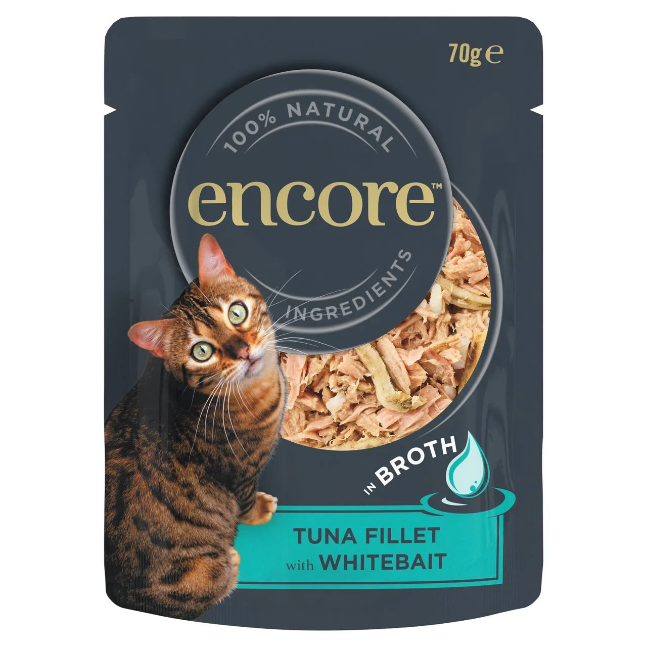 Encore Natural Wet Cat Food Pouch Tuna Fillet with Whitebait in Broth 70g