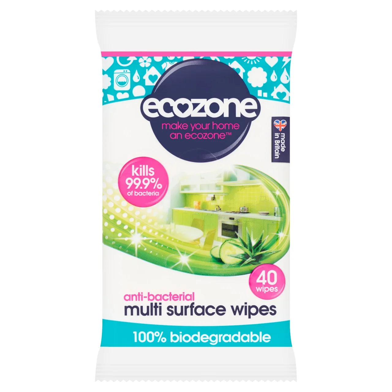 Ecozone Anti Bacterial Multi Surface Wipes 40 per pack