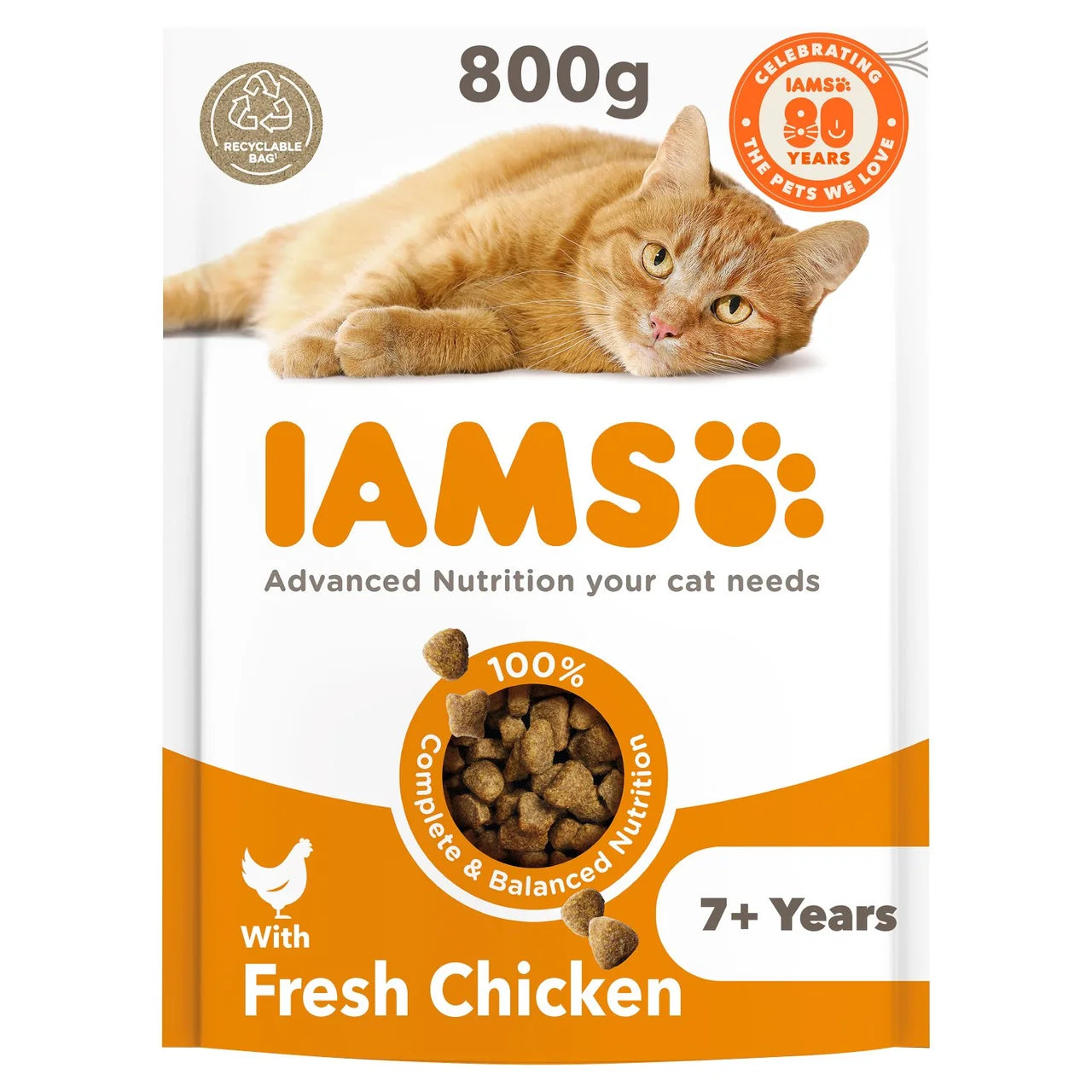 IAMS Advanced Nutrition Senior Cat Food With Fresh Chicken 800g