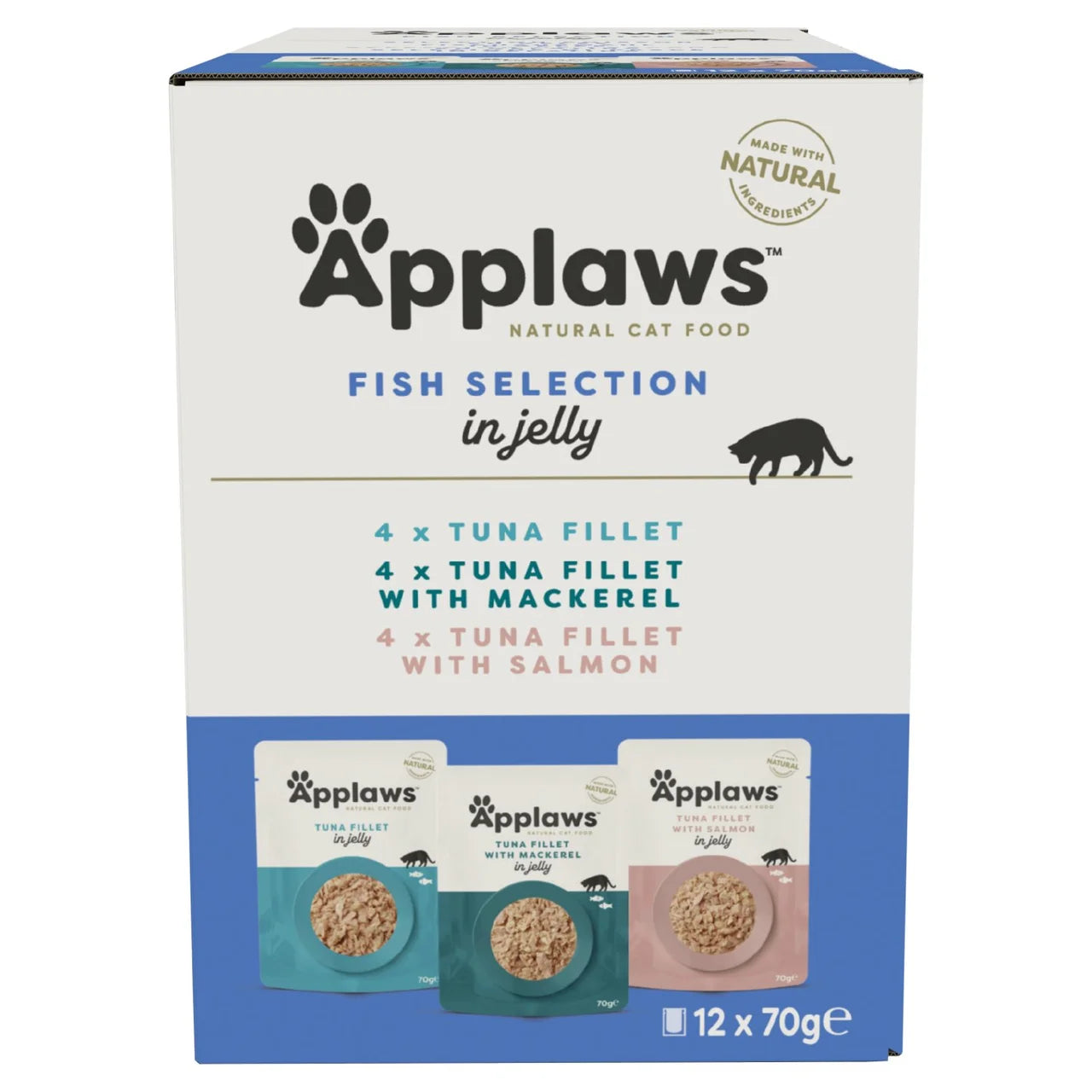 Applaws Natural Wet Cat Food Tuna Fillet Multipack Pouches in Jelly 12 x 70g